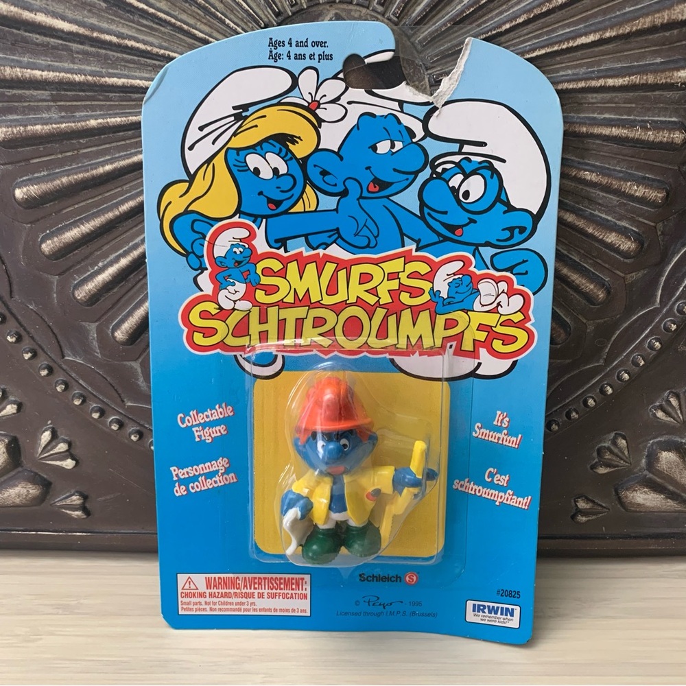 Vintage 1995 Smurfs Architect Smurf  Irwin Peyo 2" Schleich